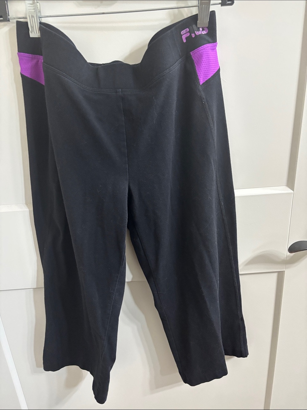 Fila Black Bike Shorts with Purple Mesh Panels